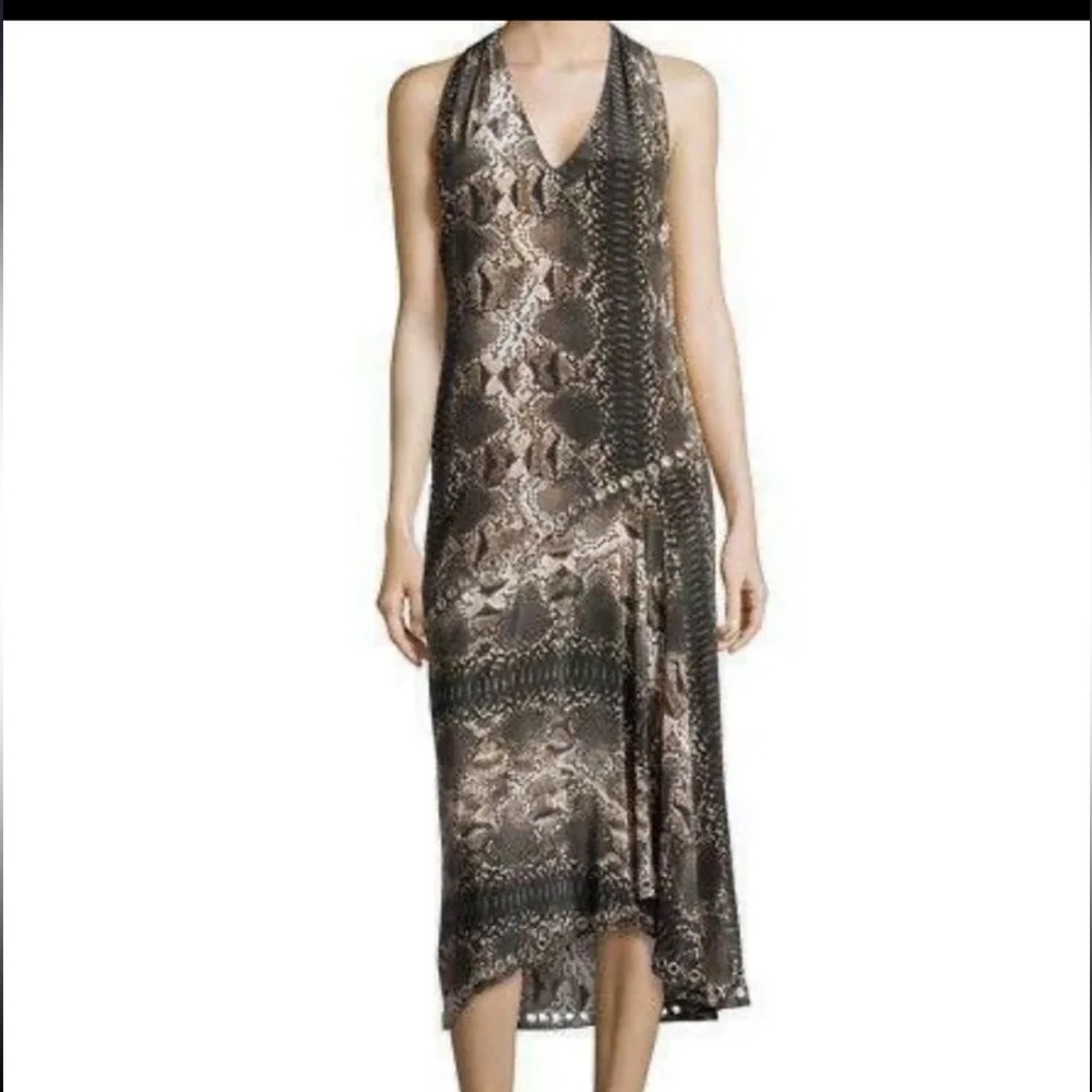 Haute Hippie Asymmetrical Dress - Brown and Cream